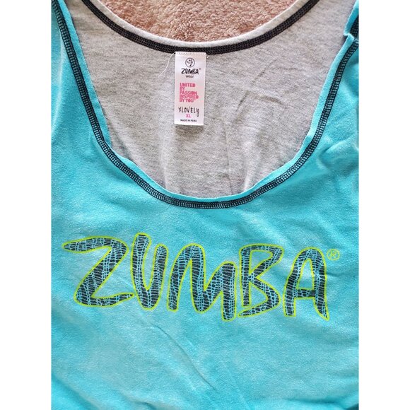 Zumba Wear XL X-Lovely Reversible Tank Top For Women Blue & Gray - Picture 6 of 6